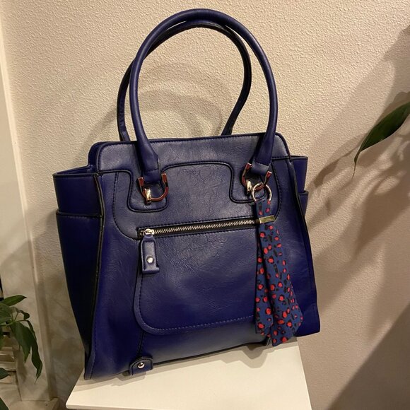 London Fog Royal Blue Structured Tote Bag - Picture 1 of 10